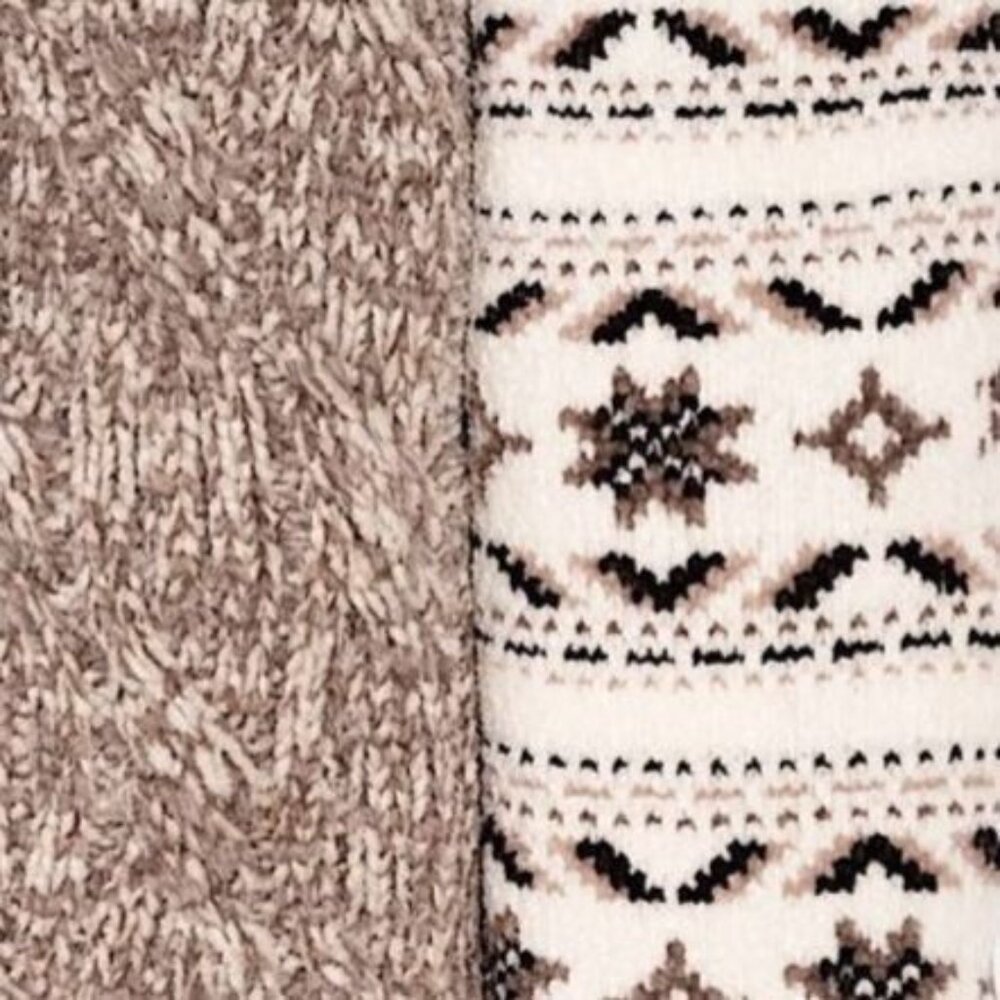MUK LUKS Women's 2 Pack Lined Socks Faux Fur SIZE 5-7 Creme Tan NEW - Picture 3 of 9